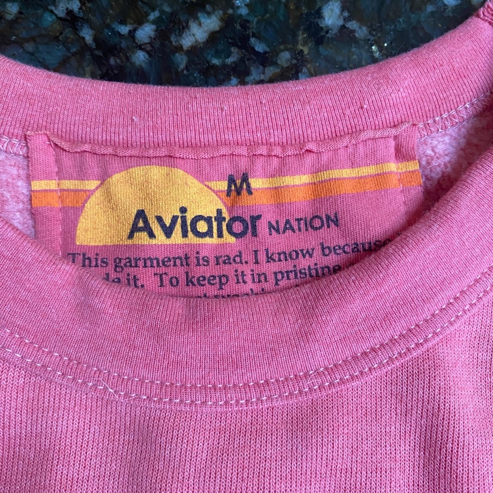 COPY - Aviator Nation pink cropped sweatshirt. In good used condition.